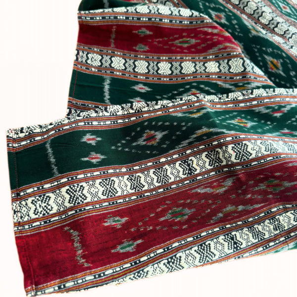 Detail of Hand woven ikat table runner - Pallu Design