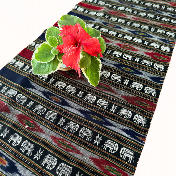 Hand woven ikat table runner - Pallu Design