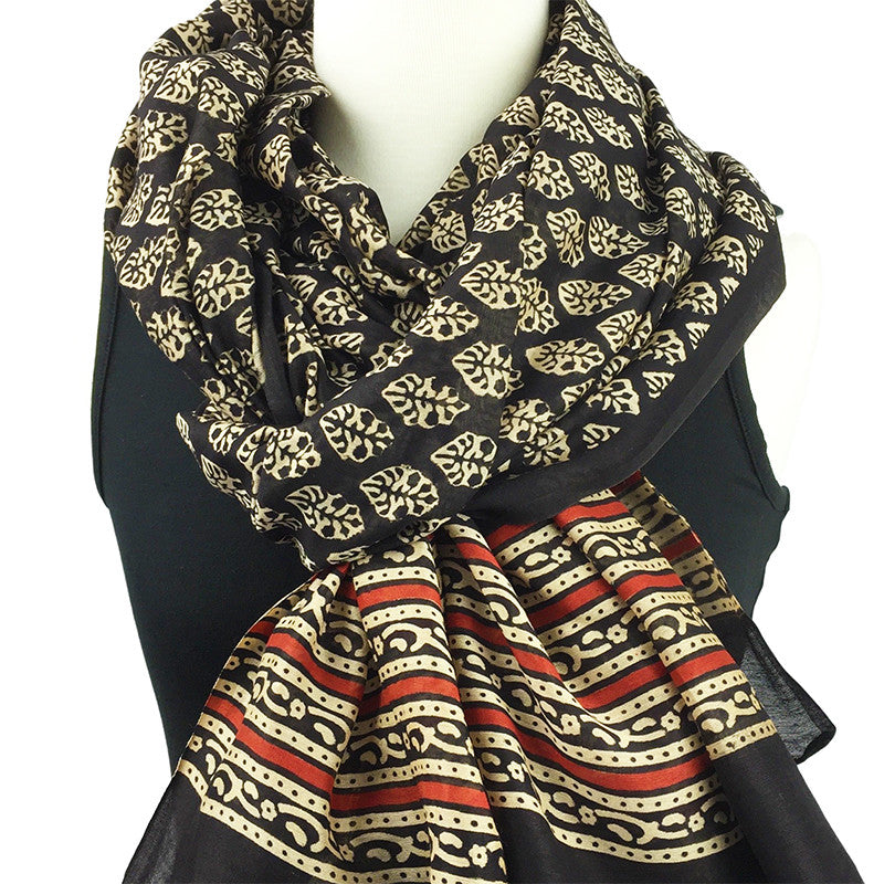 Scarves for women in in Organic Silk & hand block printed