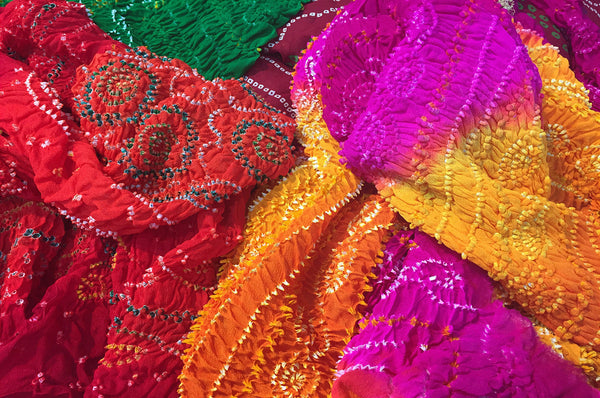 Bandhani silk scarves - Pallu Design