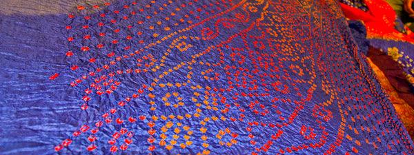 Silk bandhani Sari - Pallu Design