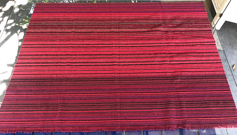 Red Thai woven fabric table runner - Pallu Design