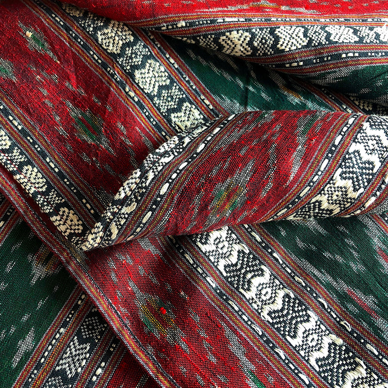 Hand woven ikat cotton scarf with traditional design - Pallu Design