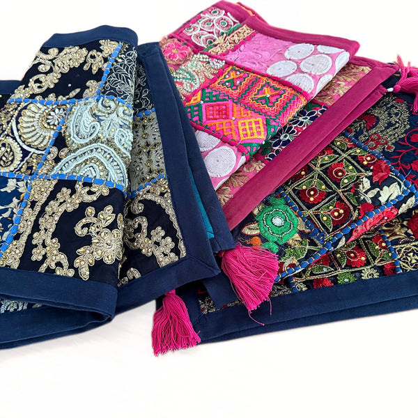 Group of 3 Table runners created using Indian braids - Pallu Design