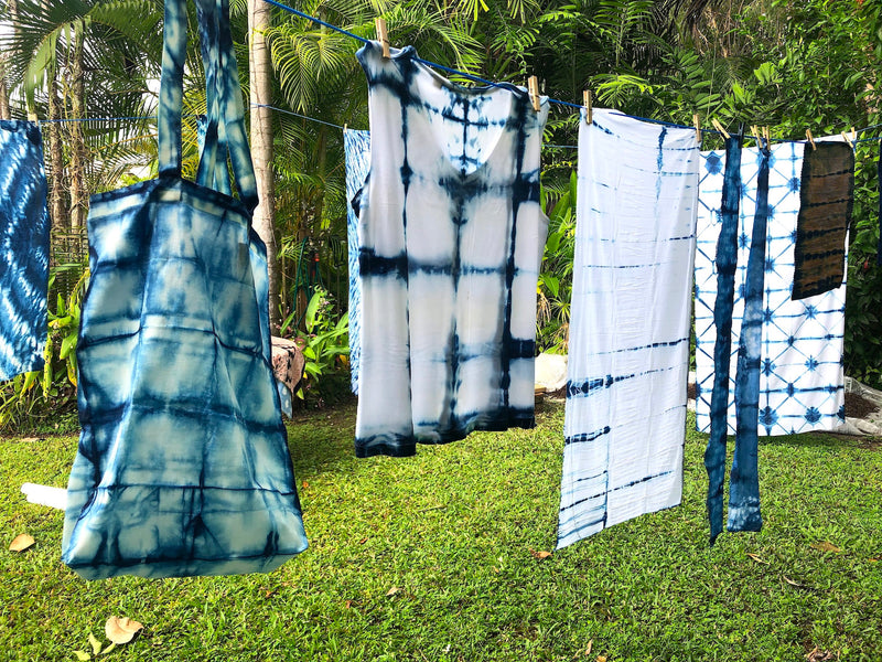 Shibori and Indigo workshop items in the tropics - Pallu Design
