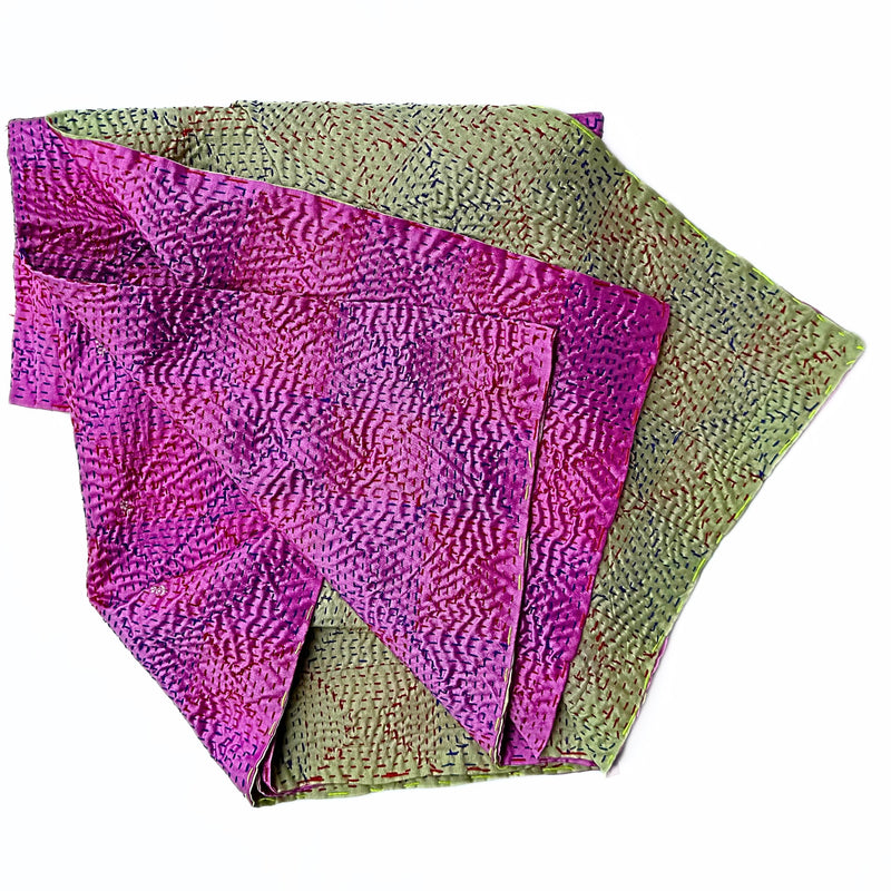 Silk Hand stitched kantha sari scarf