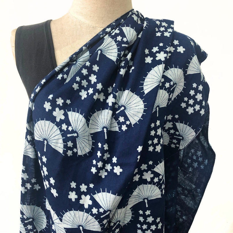 Soft cotton gauze scarf in indigo and white - Pallu Design