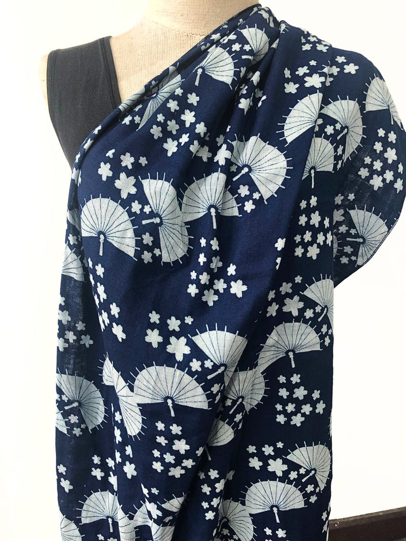 Soft cotton gauze scarf in indigo and white - Pallu Design