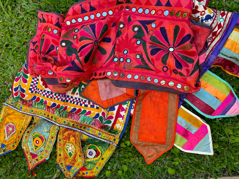 Hand embroidered Rabari tribal decor pieces - Pallu Design