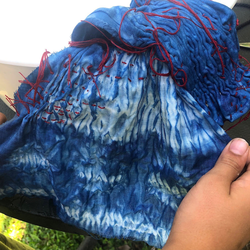 Stitched indigo fabric from workshop - Pallu Designn