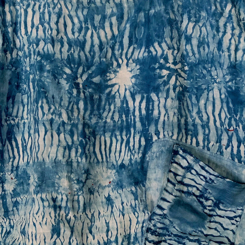 Stitched indigo shibori workshop sample - Pallu Designn
