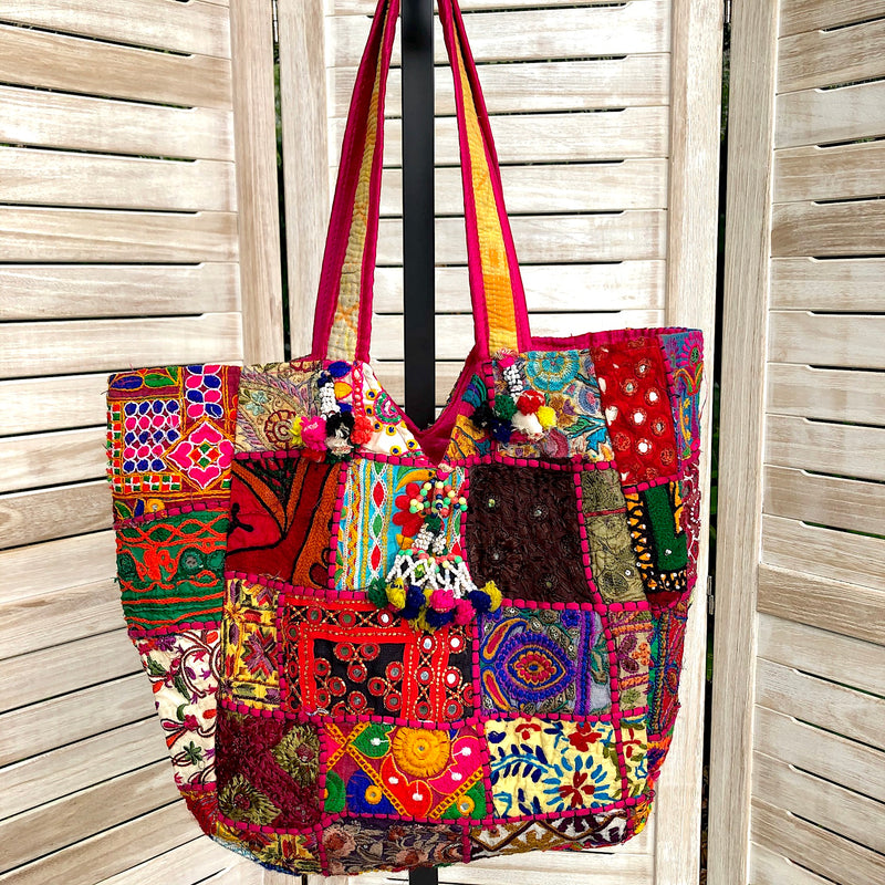 Large Embroidered Rabari Tote Bag - Pallu Design