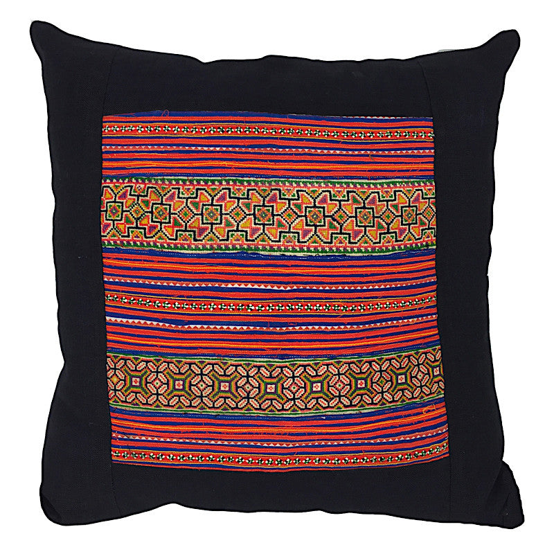 Vintage Bright Embroidered Square Cushion - Pallu Design