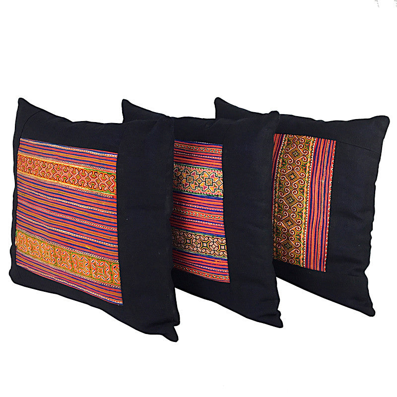Vintage Bright Embroidered Square Cushion - Pallu Design