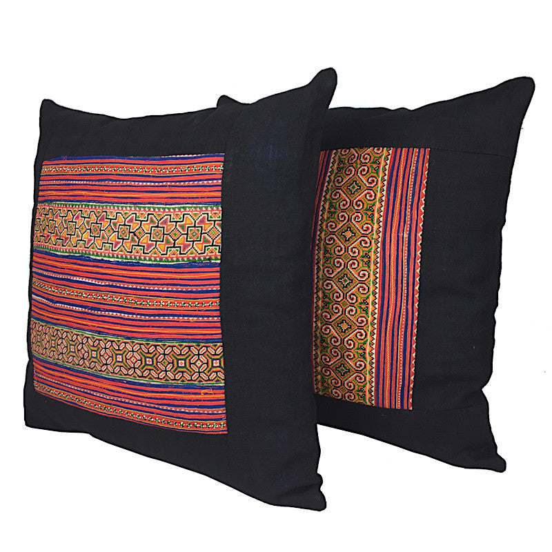 Vintage Bright Embroidered Square Cushion - Pallu Design