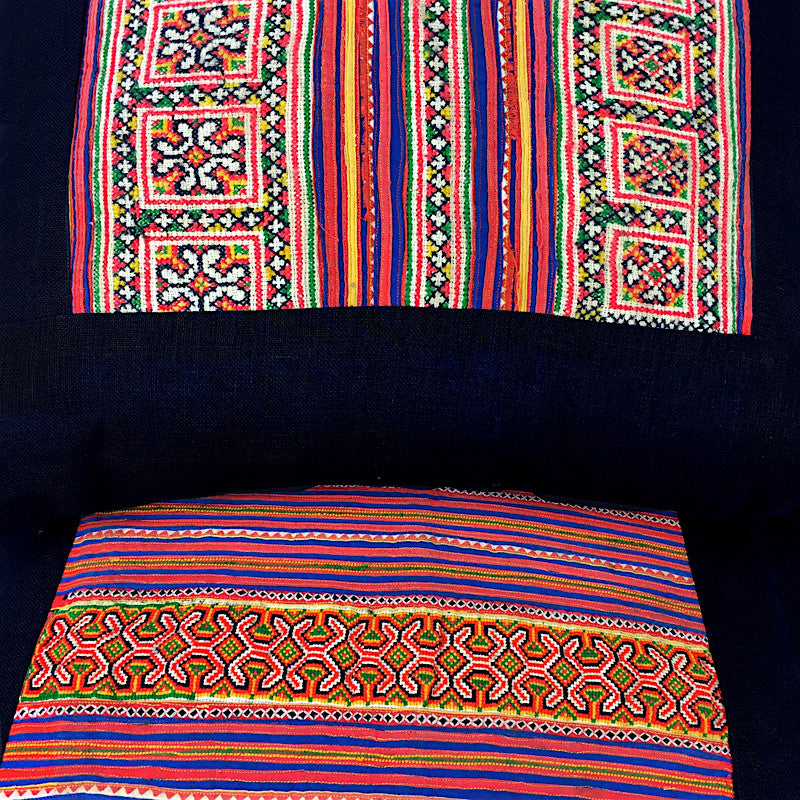 Vintage Bright Embroidered Square Cushion - Pallu Design