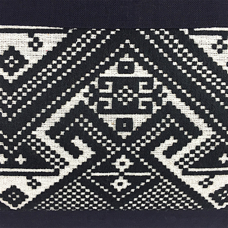 Hand Woven Black & White Oblong Cushion - Pallu Design