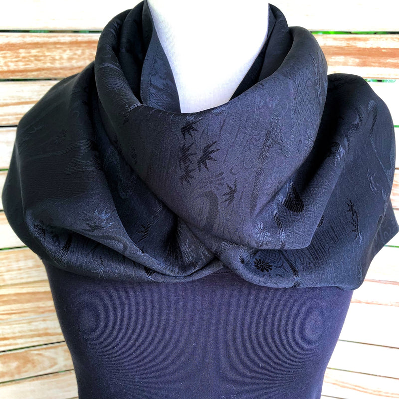 Black kimono silk scarf - Pallu Design