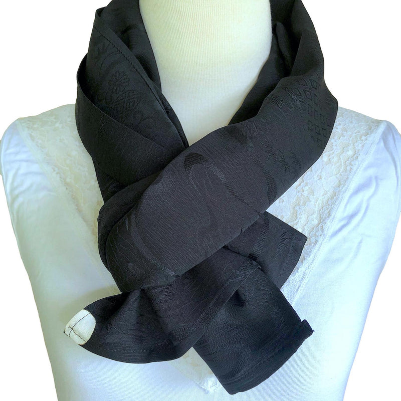 Silk jacquard black scarf - Pallu Design