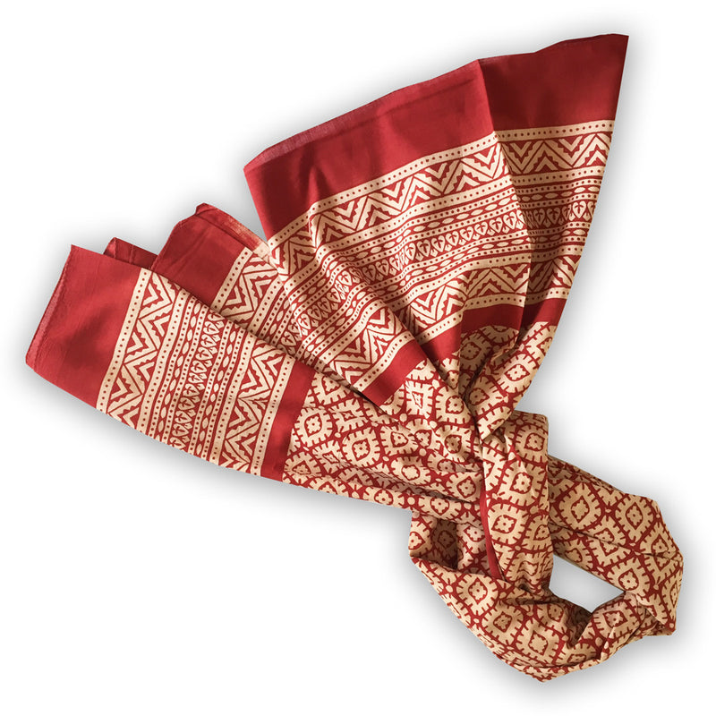 Block Print Cotton Scarf - diamond design - Pallu Design