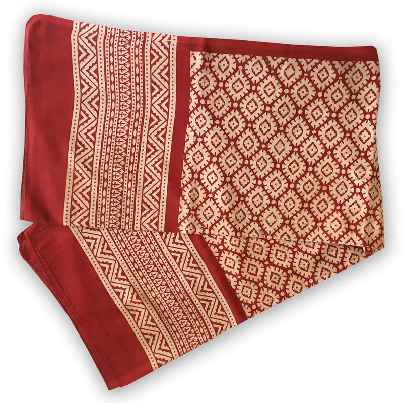 Block Print Cotton Scarf - diamond design - Pallu Design