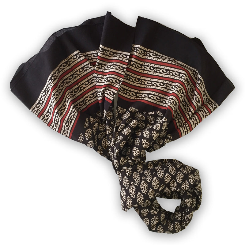 Indian Cotton Block print scarf or sarong - Pallu Design