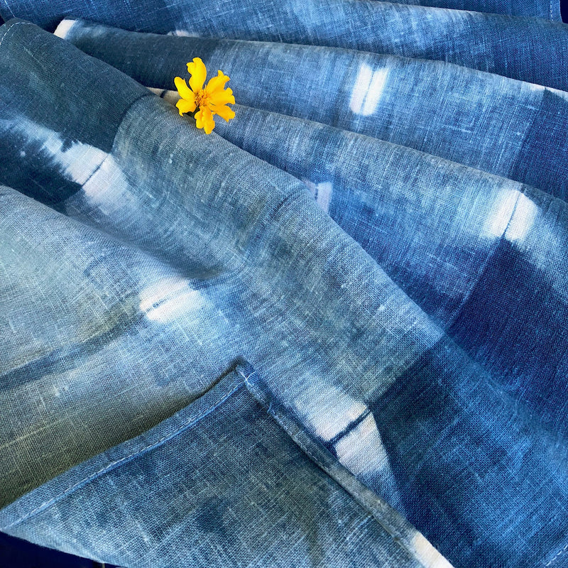 Indigo Shibori Linen Table Runner