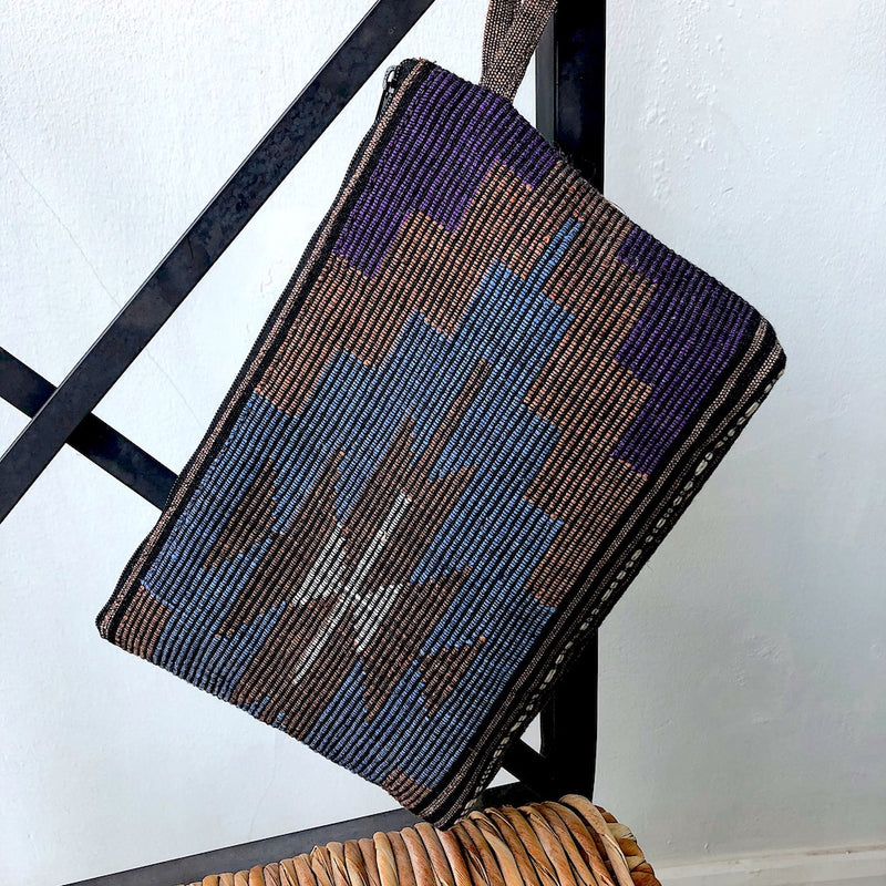 Clutch Bag in Hand Woven Thai Fabric - Traditional Design - Pallu Design