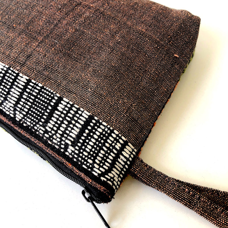 Hand Woven Clutch Bag - Zip Pouch in Thai Fabric - Pallu Design