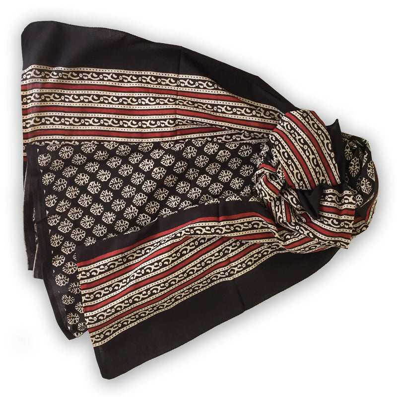 Indian Cotton Block print scarf or sarong - Pallu Design