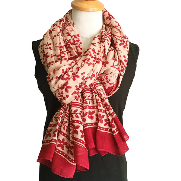 Indian scarf - block printed in Bagru in original design - Pallu Design