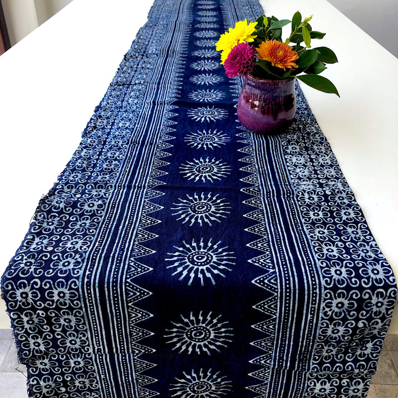 Table Runner - Indigo dyed batik Hmong fabric