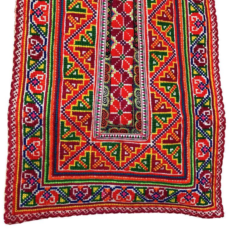 Flower Hmong Decor fabric - Artistic Cross Stitch Panel - Pallu Design
