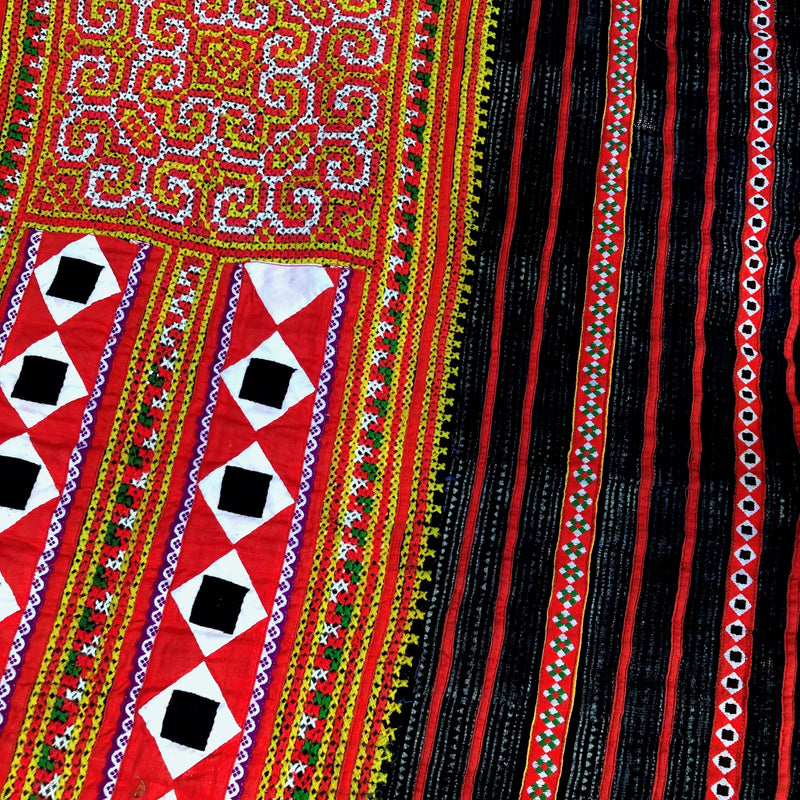 Hemp & cotton Hmong cross stitch and applique