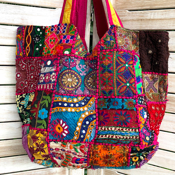 Large Embroidered Rabari Tote Bag - Pallu Design