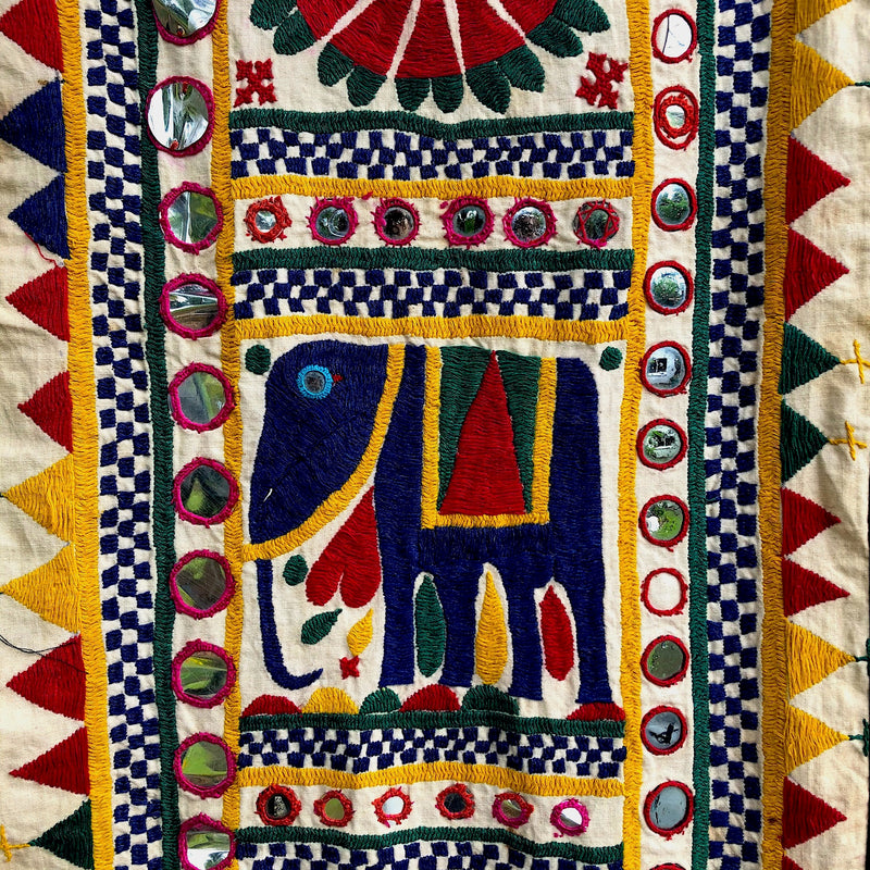 Rabari Embroidery with Elephant Design and Mirrors