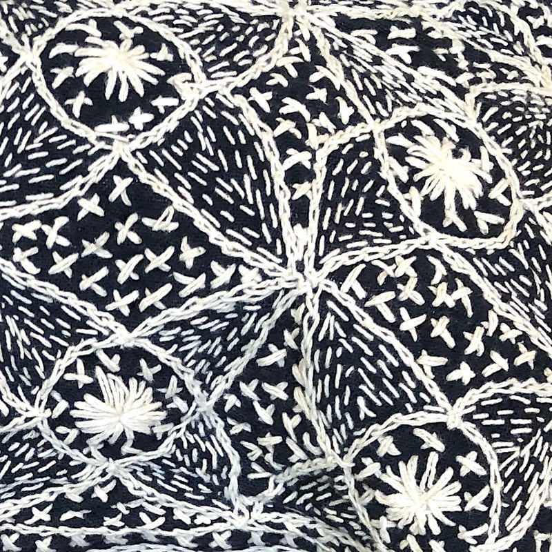 Indigo and White Embroidered Tote Bag