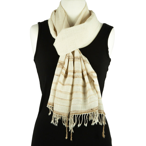 Silk and Cotton Hand Woven Scarf - Pallu Design