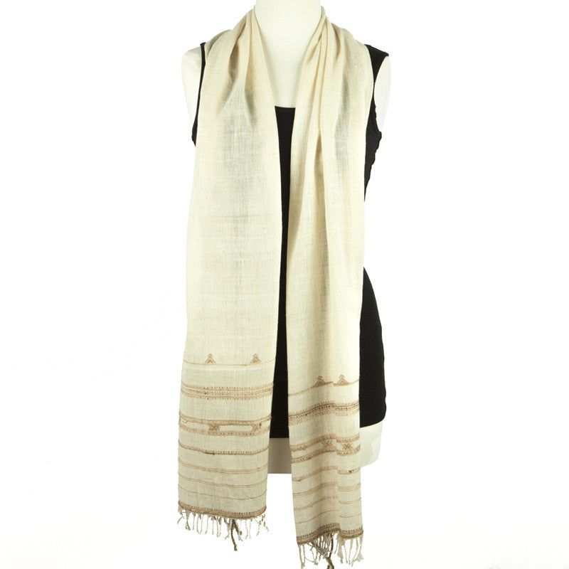Silk and Cotton Hand Woven Scarf - Pallu Design