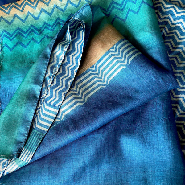 Gold and Aqua silk detail --Pallu Design