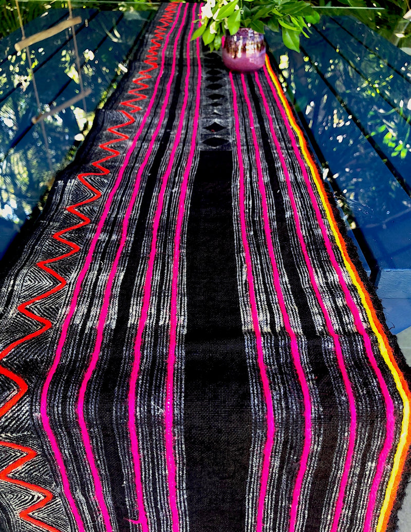 Indigo Hemp Fabric Hmong Table Runner Indigo Dyed
