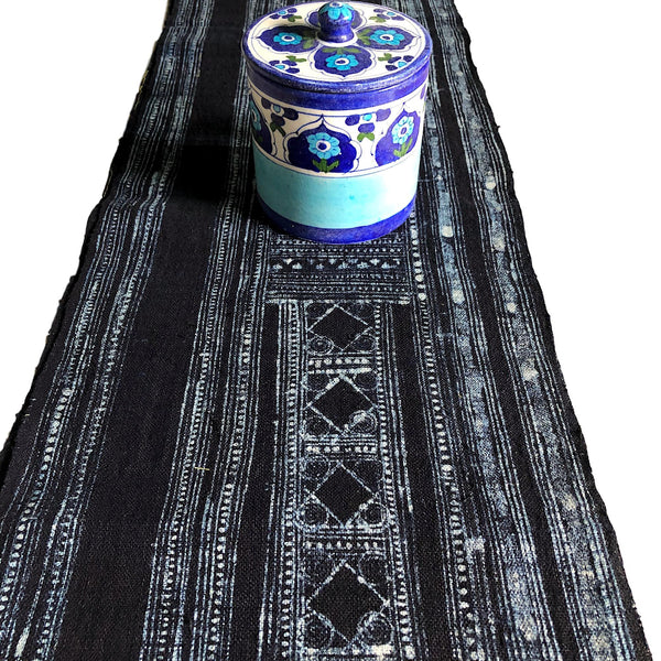 Indigo hemp fabric length 196 x 28cm - Pallu Design