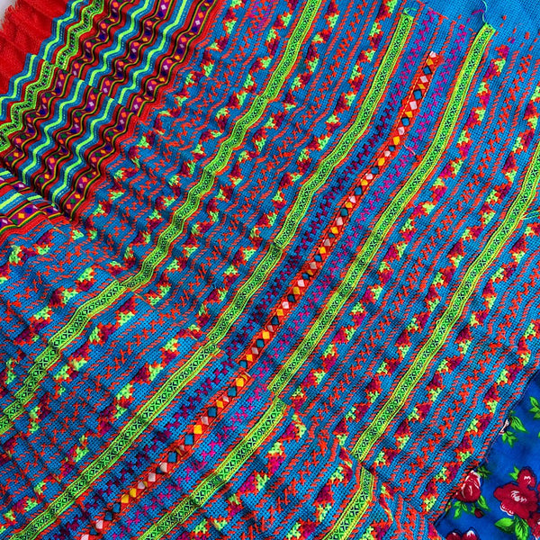 Hmong fabric skirt - home decor piece - Pallu Design