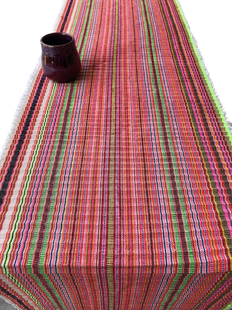Hmong fabric table runner - Multi white - 2.48cm