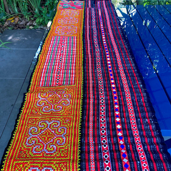 Embroidered Hmong Hemp Fabric - Table Runner