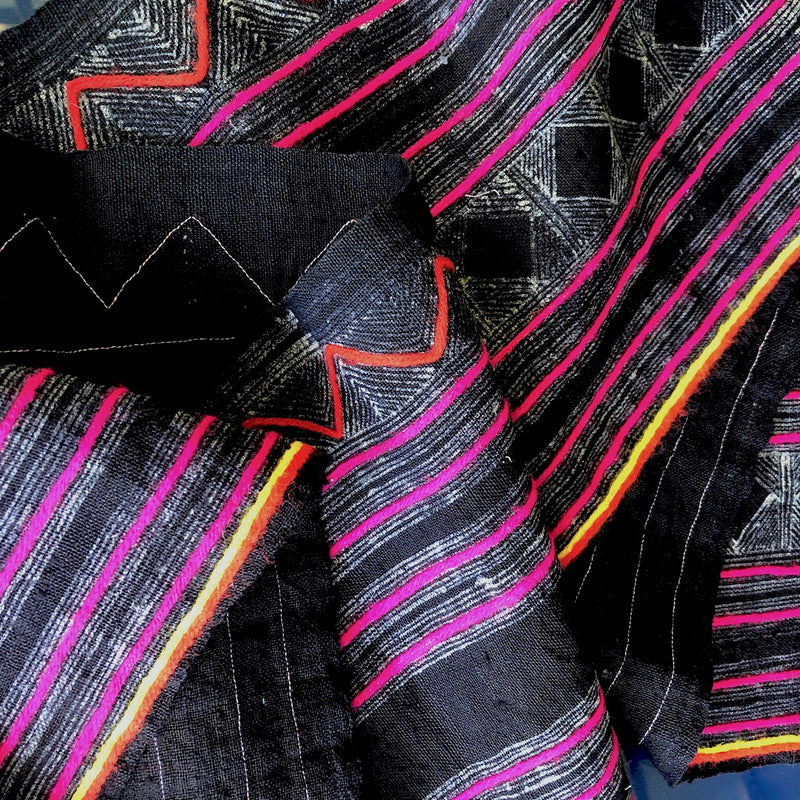 Indigo Hemp Fabric Hmong Table Runner Indigo Dyed