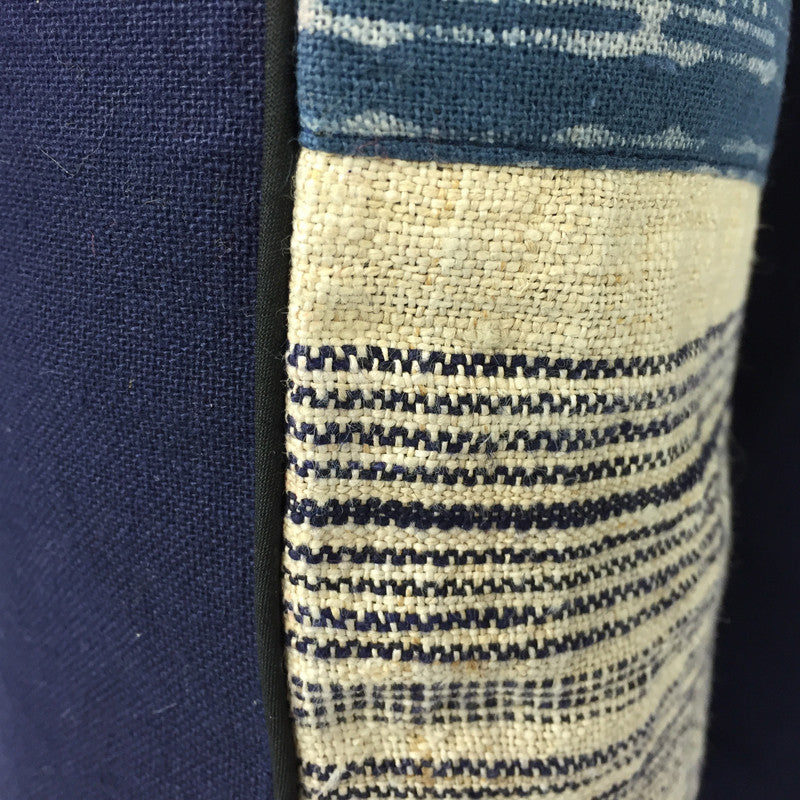Hmong Indigo Batik & Hemp Cushion - Square with Tassels - Pallu Design