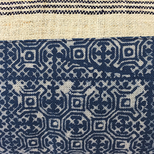 Hmong Indigo Batik & Hemp Cushion - Square with Tassels - Pallu Design