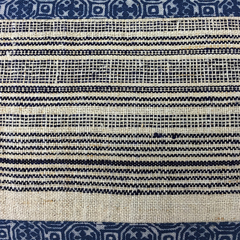 Hmong Indigo Batik & Hemp Cushion - Square with Tassels - Pallu Design