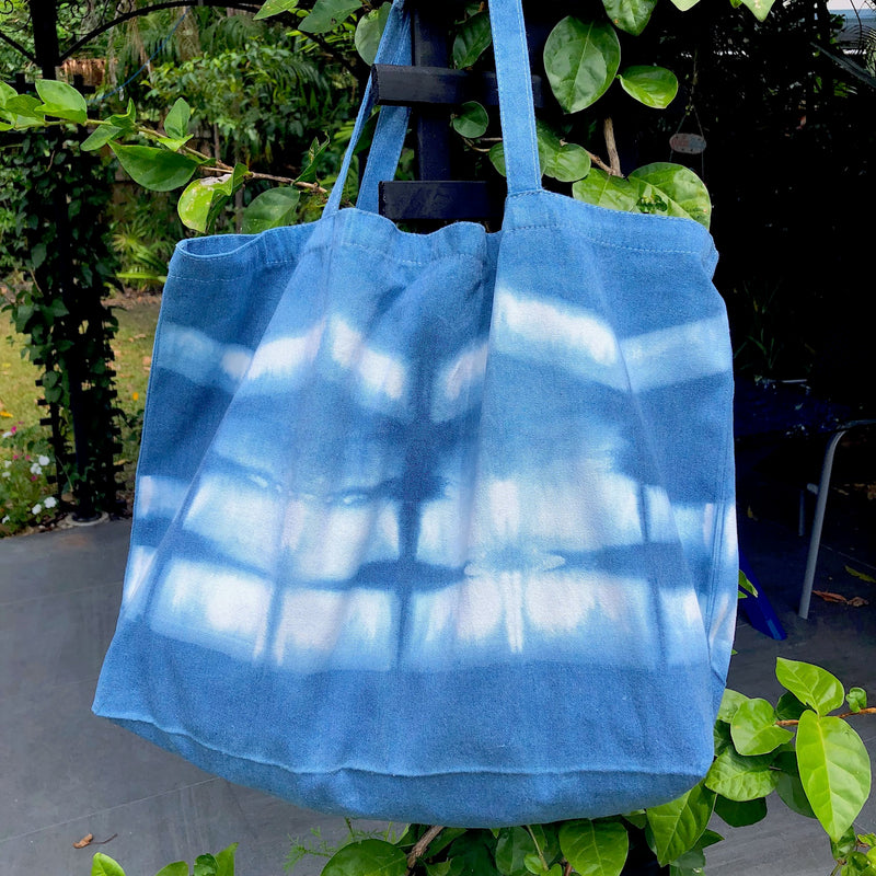 Cotton Canvas Tote Bag - Indigo Dyed